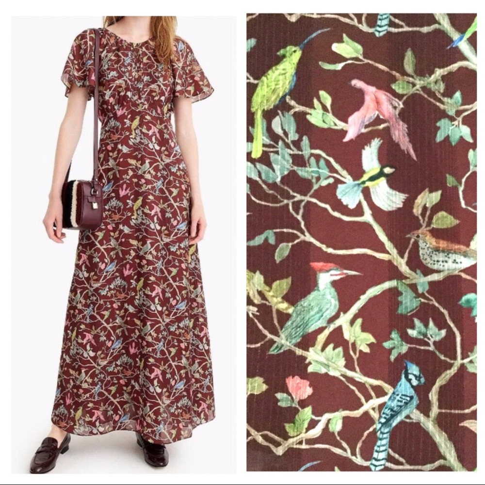NWT Point Sur J. Crew Bird Menagerie Maxi Dress